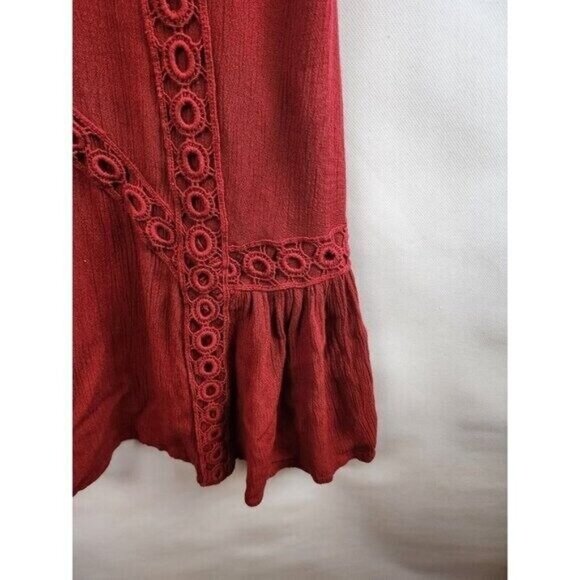 Tularosa Womens Sleeveless Tunic Top Small Red Beaded Crochet BOHO Coquette - Picture 3 of 9